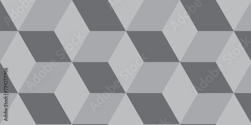 Minimal geometric rectangle technology black and gray background from cubes and lines. Geometric seamless pattern cube. Cubes mosaic shape vector design.