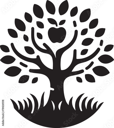 Apple tree vector logo icon silhouette (134).eps