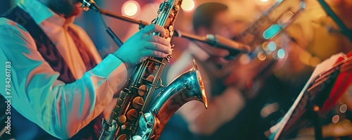 jazz music concert with trumpet instruments photo