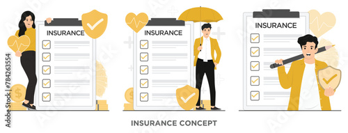 Flat vector health business property insurance concept illustration