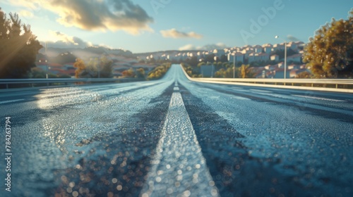 photorealistic highway on town background Generated with Ai tools