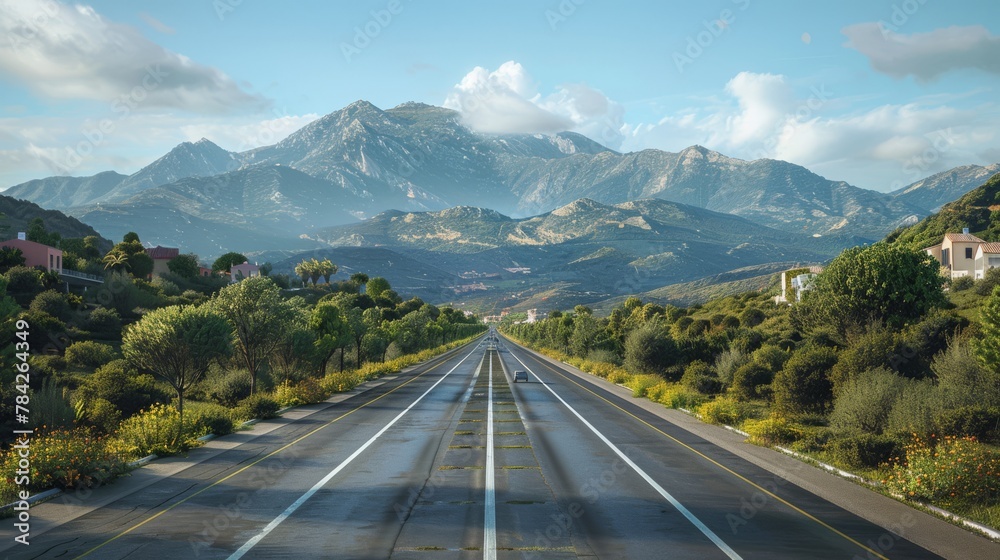 Naklejka premium photorealistic highway on town background Generated with Ai tools