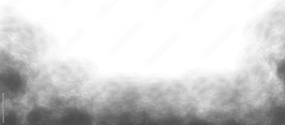Obraz premium Dark fog or smoke on transparent white background. Vector illustration