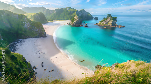 Serenity Unleashed: Showcase of New Zealand's Finest Untouched Beach with Crystal Clear Waters and Verdant Surroundings