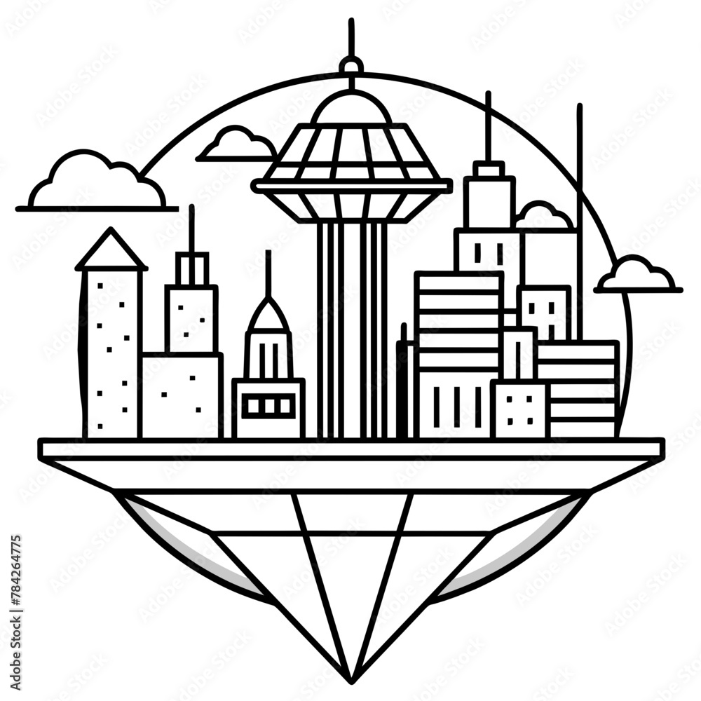 Fototapeta premium Future city vector illustration. 