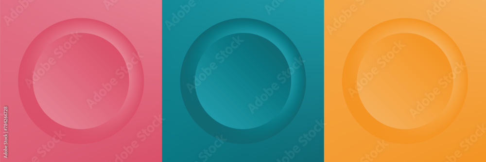 Set of abstract 3d beige, different color circle frame design for cosmetic product. Collection of trendy color geometric background with copy space. Top view scene. Vector EPS10 Set of abstract 3d beige, different color circle frame design for cosmetic product. Collection of trendy color geometric background with copy space. Top view scene. Vector EPS10
