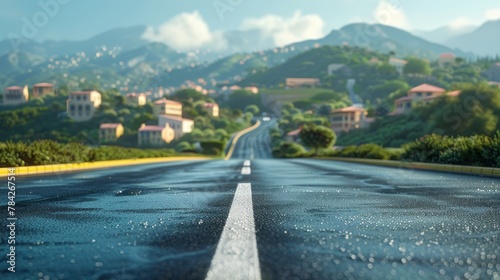 photorealistic highway on town background Generated with Ai tools