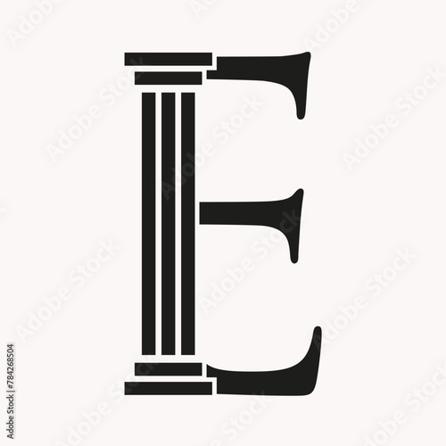 Letter E Law Logo Concept With Pillar Symbol