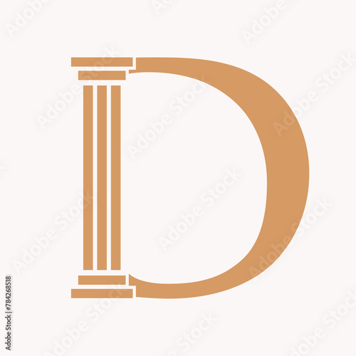 Letter D Law Logo Concept With Pillar Symbol