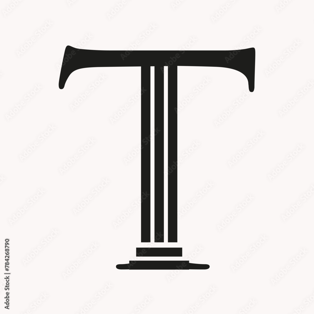 Letter T Law Logo Concept With Pillar Symbol
