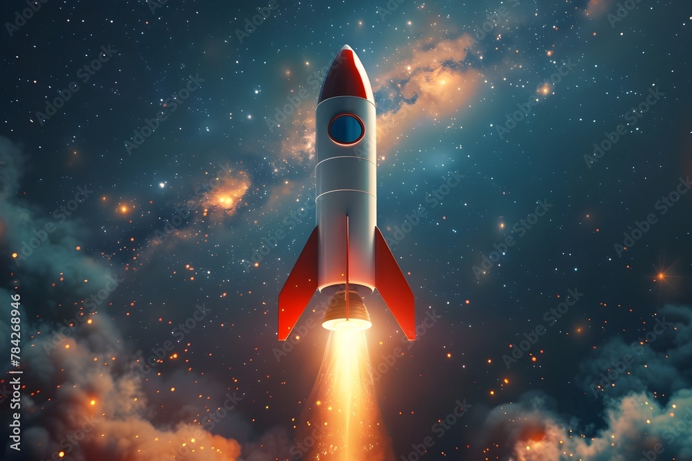 Rocket Launch Symbolizing Rapid Business Growth Through Innovative Methods