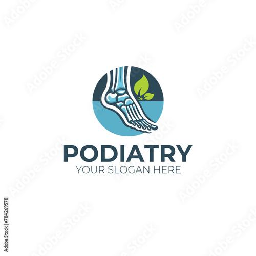 PODIATRY LOGO, FOOT HEALTH, FOOT JOINT HEALTH, FOOT CARE. VECTOR ILLUSTRATION