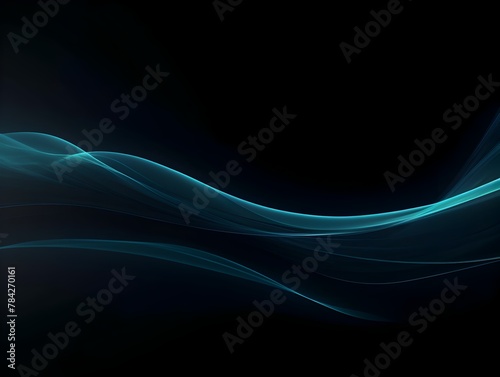 Abstract Dynamic Blue Waves and Curves on Sleek Futuristic Black Background