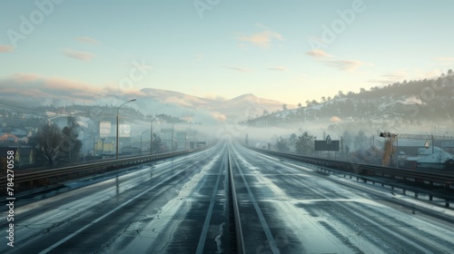 photorealistic highway on town background Generated with Ai tools