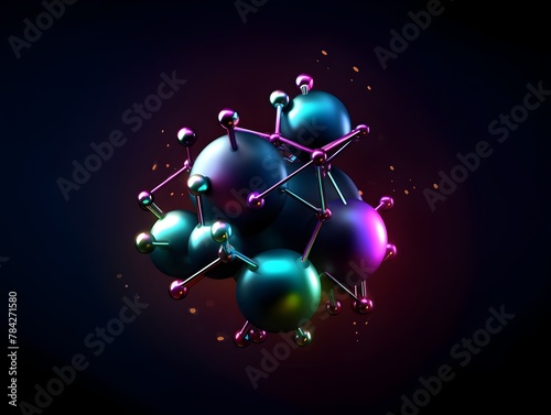 Captivating Molecular Structure A Vibrant 3D Digital of Connected Spherical Particles Showcasing the Essence of Chemistry and Medical Innovation