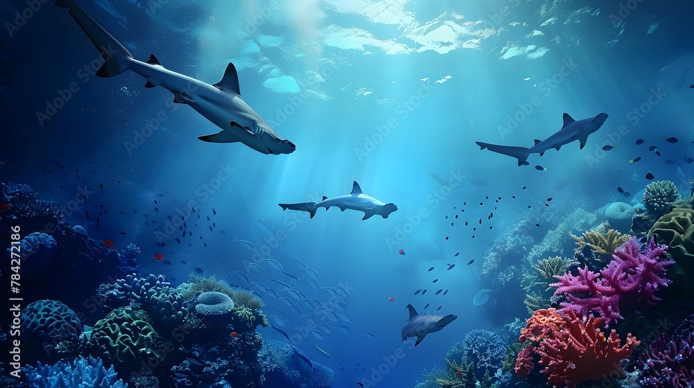 Naklejka premium ハンマーヘッドシャーク