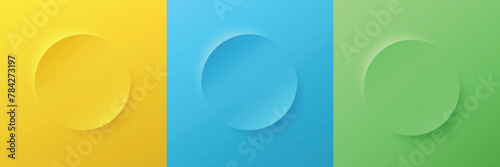  Set of abstract 3d beige, different color circle frame design for cosmetic product. Collection of trendy color geometric background with copy space. Top view scene. Vector EPS10