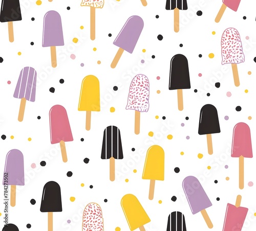 ice cream, popsicle and ice creams seamless pattern