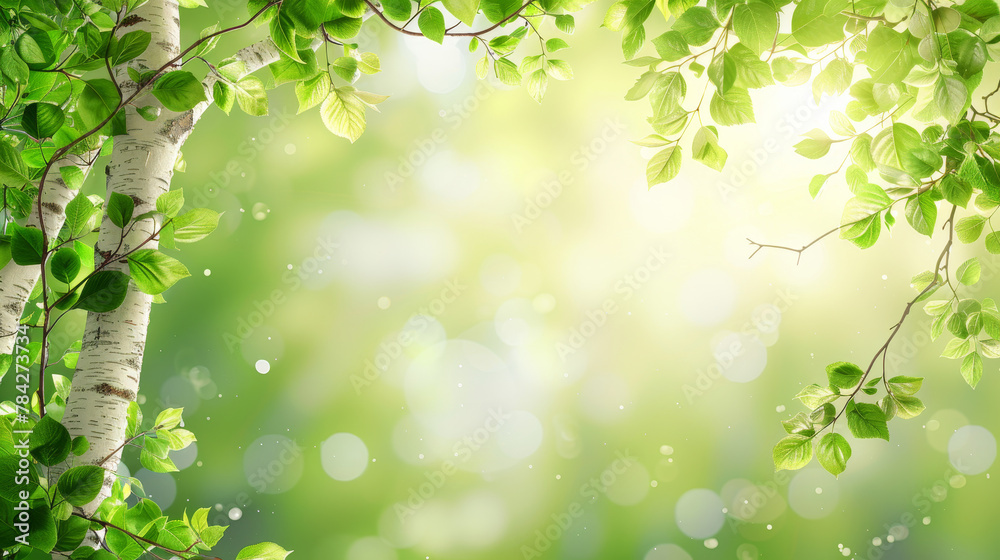 Vibrant green leaves with sunlight and bokeh effects. Vibrant green leaves with sunlight and bokeh effects.