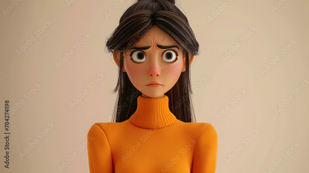 Disappointed Character Sad stressed upset disappointed Asian cartoon character young woman ...