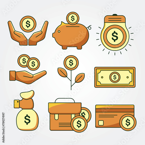 set of finance icon vector illustration design, money growth and saving vector design © linimasa