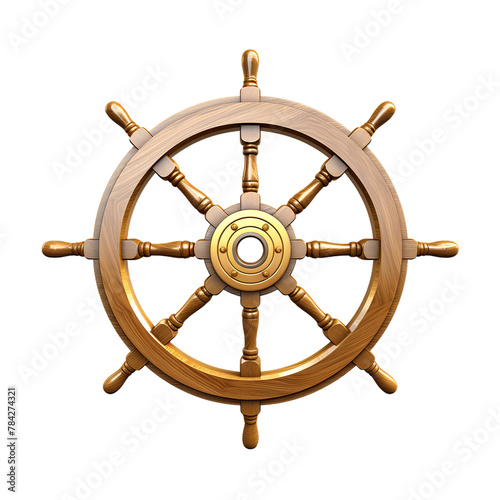 illustration of Ship Wheel nautical , Isolated on transparent PNG background, Generative ai © Rajesh