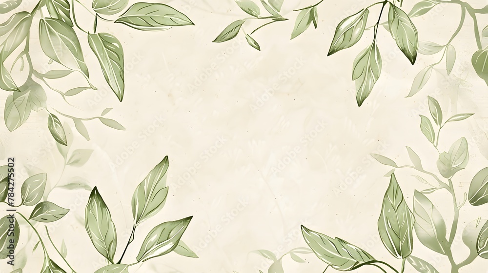 light green background with light gray and white leaf patterns, paper texture seamless