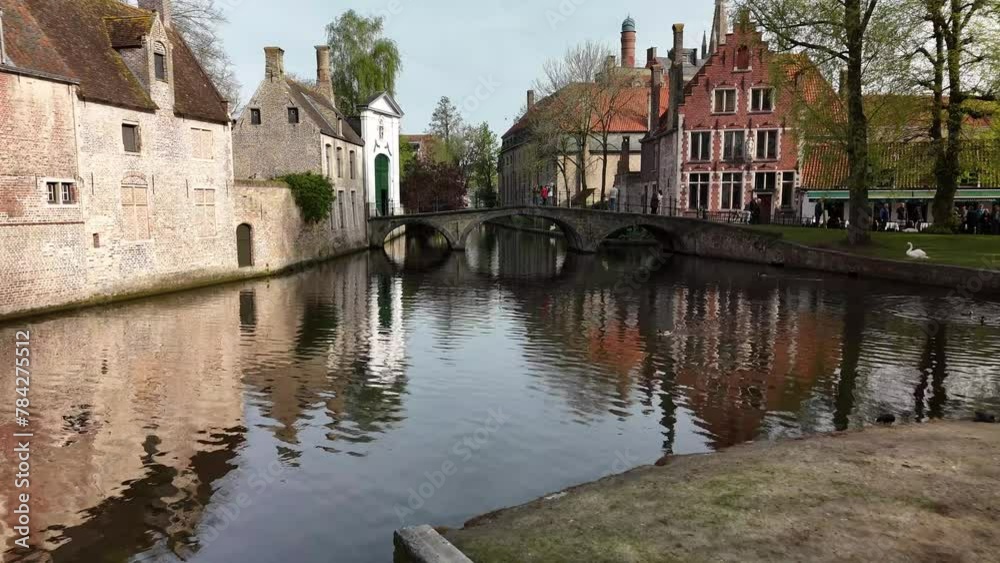 Bruges. Bridge on the lake of love, tourist location. A city in Belgium Bruges. Bridge on the lake of love, tourist location. A city in Belgium
