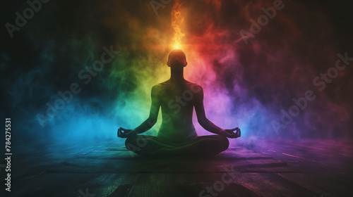 Realistic evolving in meditation with light aura
