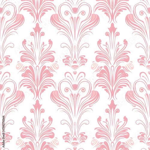 Light pink seamless pattern with simple lines and symmetrical patterns