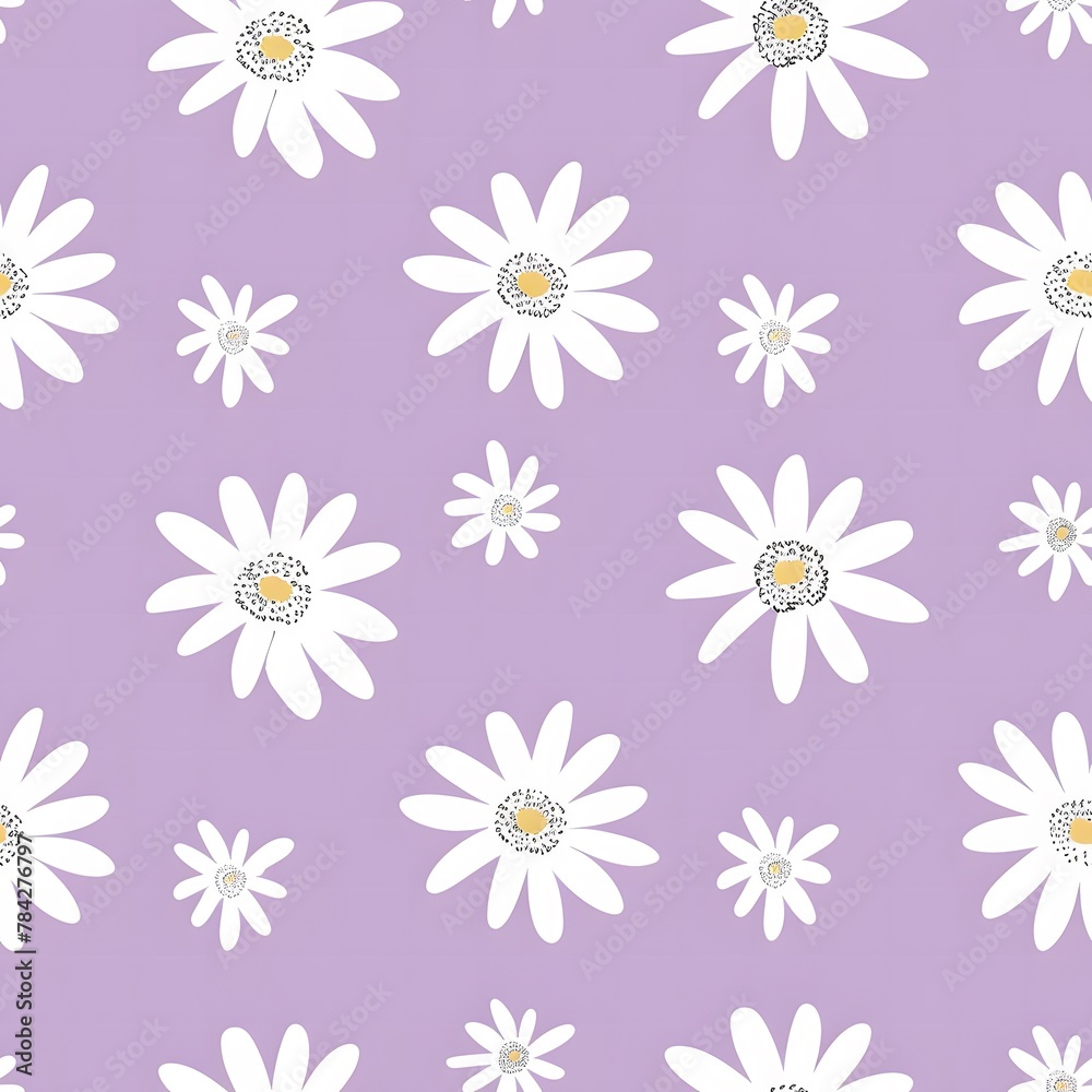 light purple background with white daisies, simple seamless pattern light purple background with white daisies, simple seamless pattern