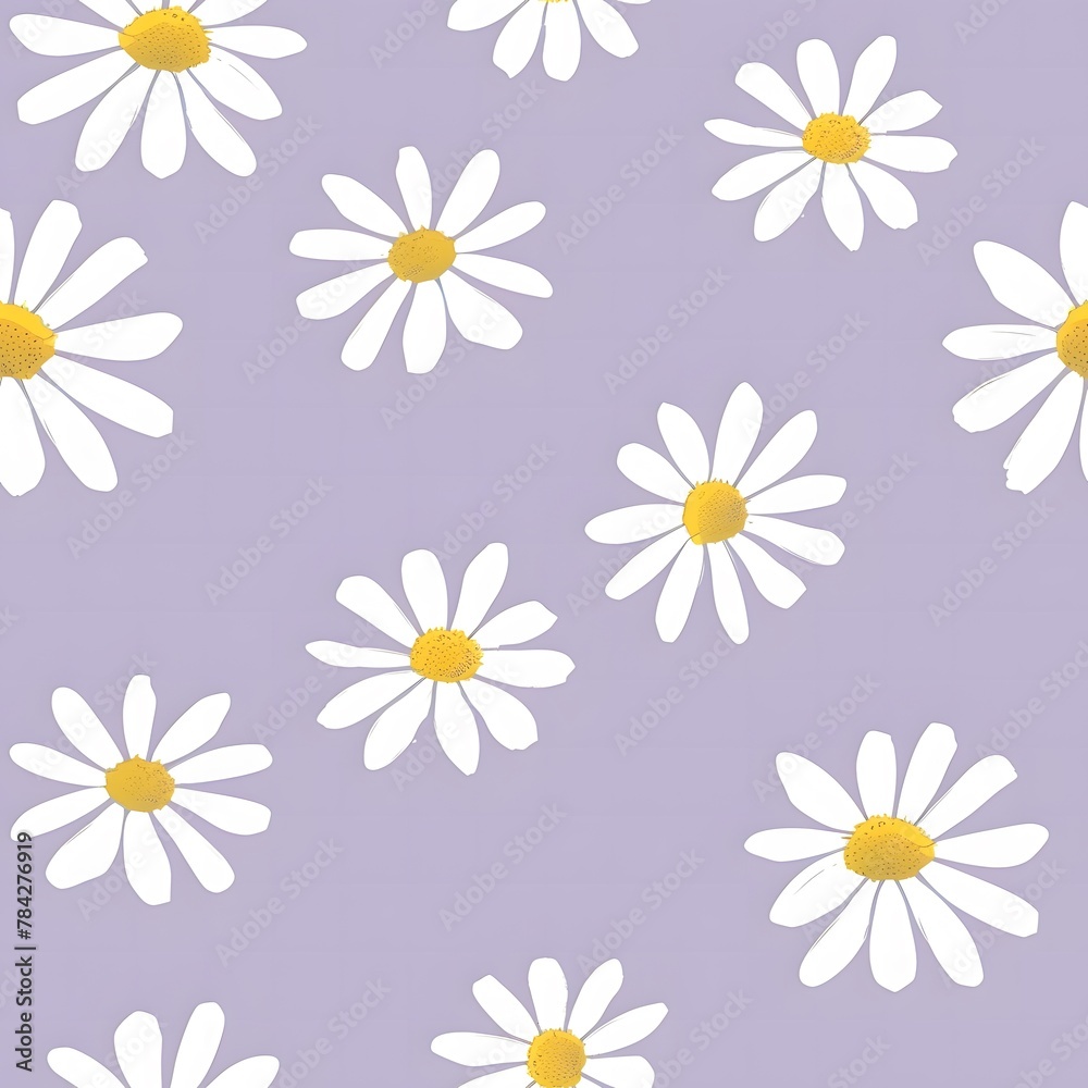 light purple background with white daisies, simple seamless pattern light purple background with white daisies, simple seamless pattern