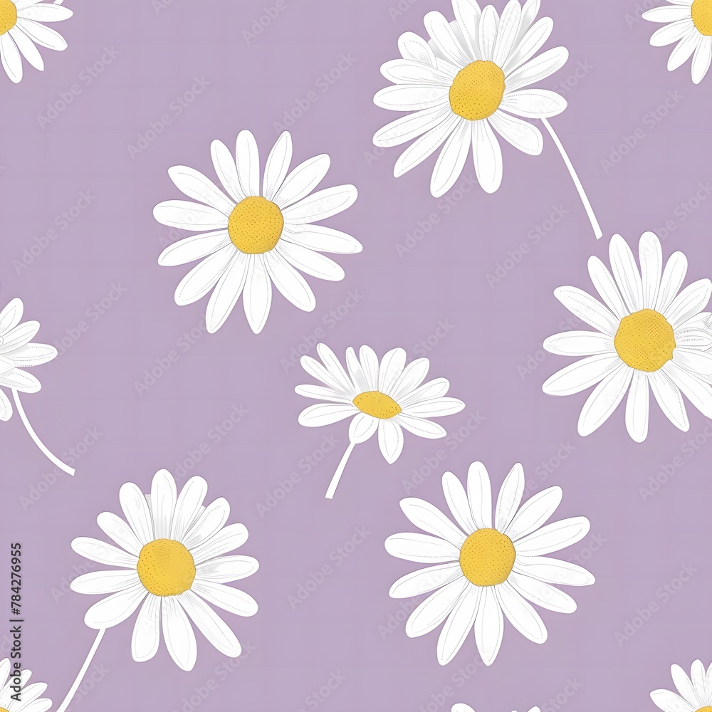 light purple background with white daisies, simple seamless pattern light purple background with white daisies, simple seamless pattern