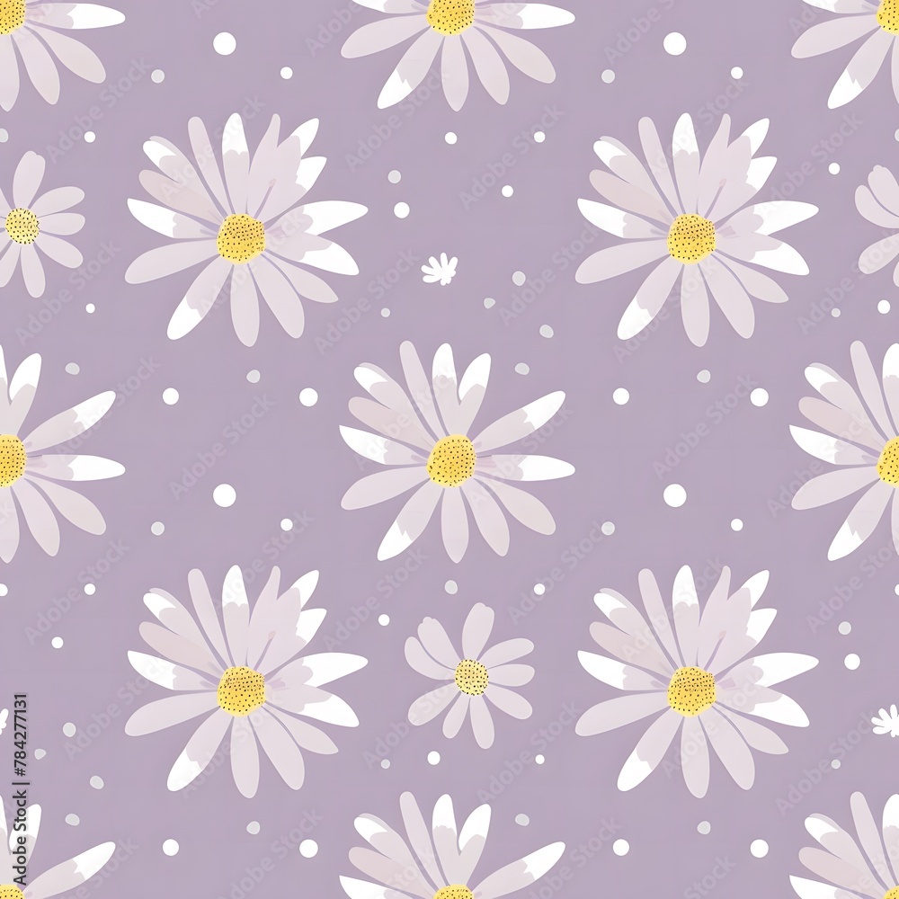 light purple background with white daisies, simple seamless pattern light purple background with white daisies, simple seamless pattern