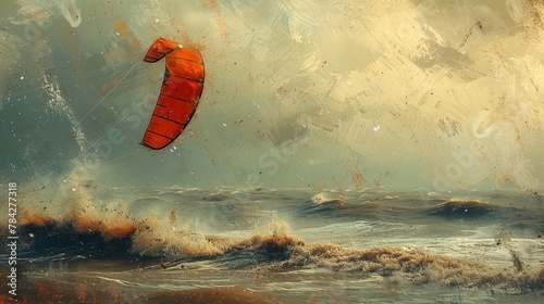 Solo Kite on Windy Late Morning: 64-Bit Stencil Artwork photo