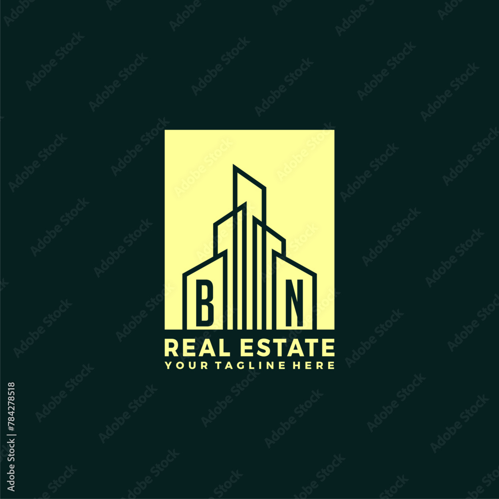 BN initials vector luxury real estate logo design BN initials vector luxury real estate logo design