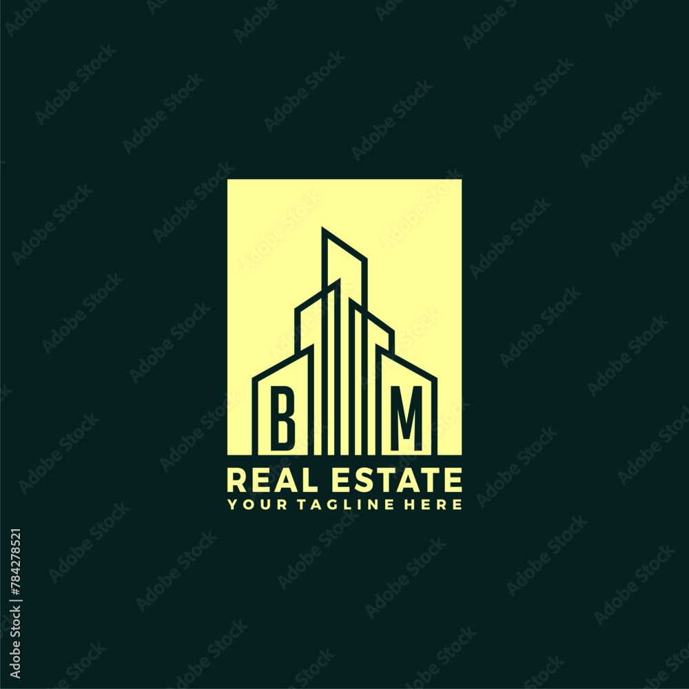 BM initials vector luxury real estate logo design BM initials vector luxury real estate logo design