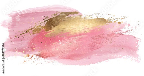 Luxury blush pink and gold glitter brush strokes photo