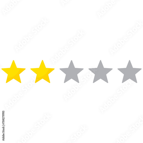 Fototapeta Naklejka Na Ścianę i Meble -  2 stars rating icon, simple graphic classify quality review flat design interface illustration elements for app ui ux web banner button vector isolated on white background
