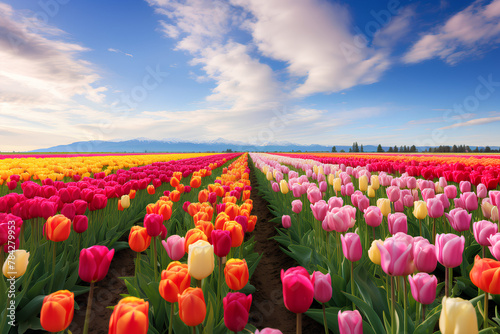 field of tulips and sky