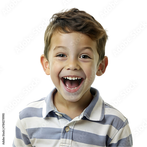 Boy happy face Isolated transparent background.