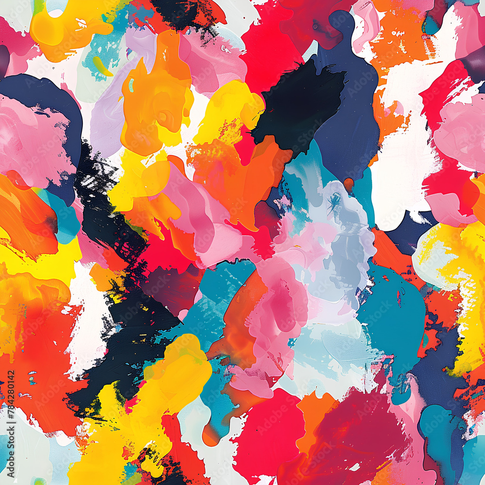 Vibrant Abstract Acrylic Splashes, Multicolor Artistic Painting, Bold Brush Strokes Canvas Vibrant Abstract Acrylic Splashes, Multicolor Artistic Painting, Bold Brush Strokes Canvas