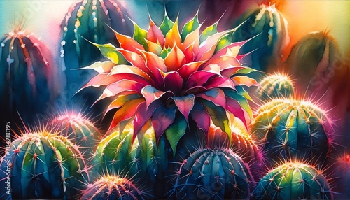Watercolor Painting of a Hernandezii Cactus photo