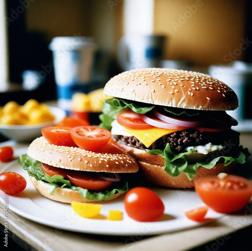 hamburger with vegetables