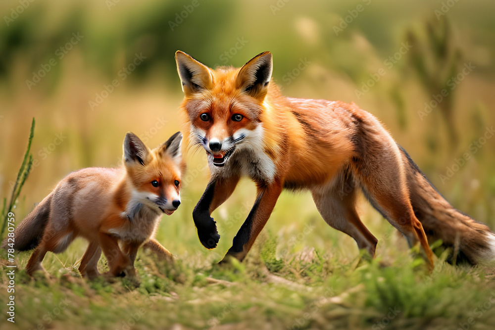 Fox family playing in Serengeti National Park