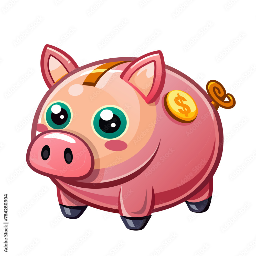 Piggy Bank cartoon style on white background Piggy Bank cartoon style on white background