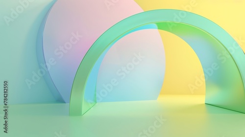 a green and blue gradient curved shape white background, aspect ratio 3:1