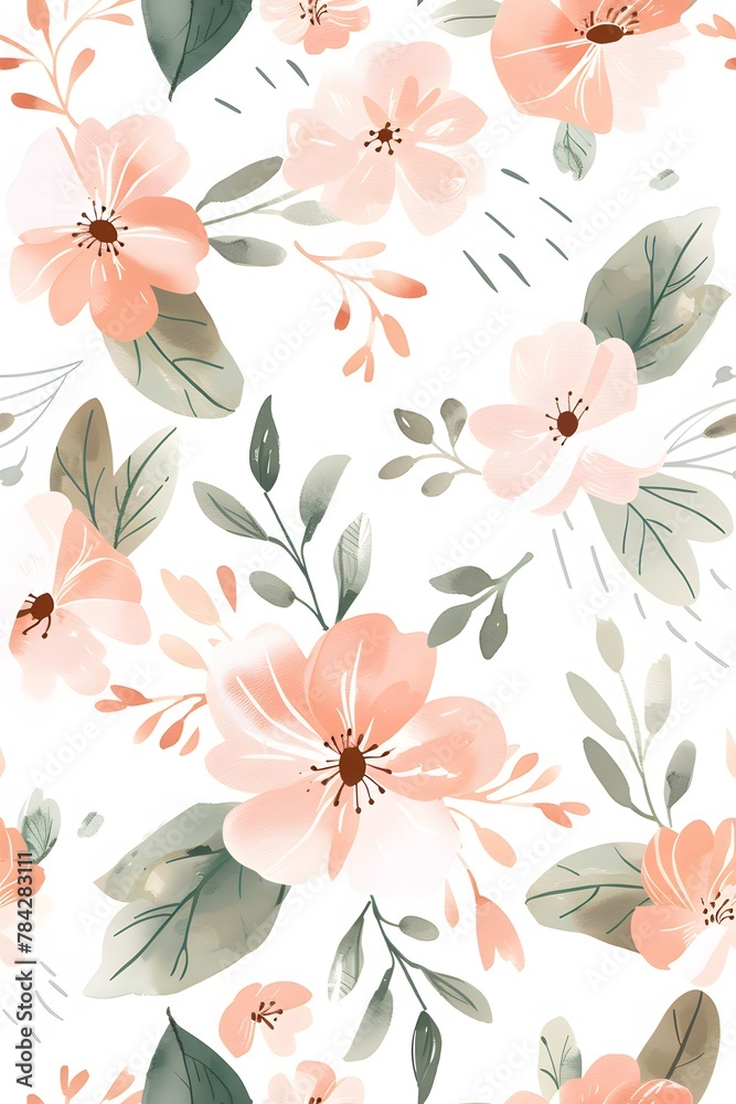 minimal floral seamless pattern in the style of blush pink and sage green colors, simple hand drawn minimal floral seamless pattern in the style of blush pink and sage green colors, simple hand drawn