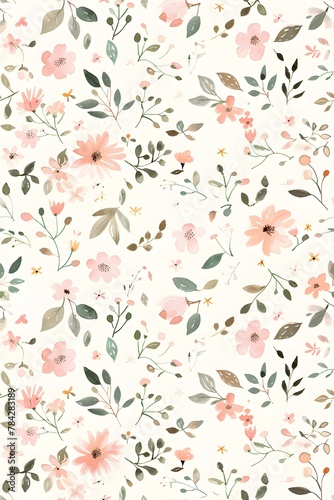 minimal floral seamless pattern in the style of blush pink and sage green colors, simple hand drawn