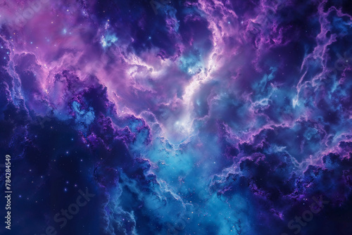 abstract purple and blue galaxy background texture, sky and clouds pattern © Ana M